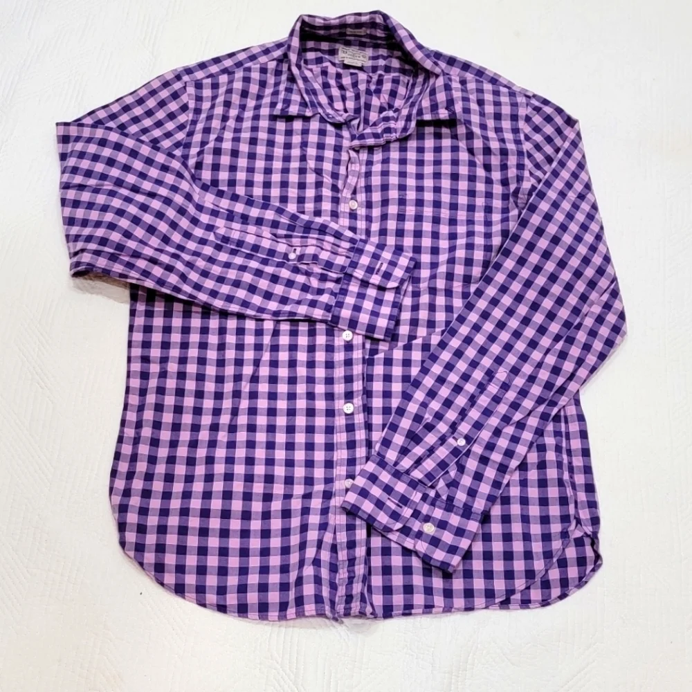 J. CREW Large button down. Purple‎ gingham.